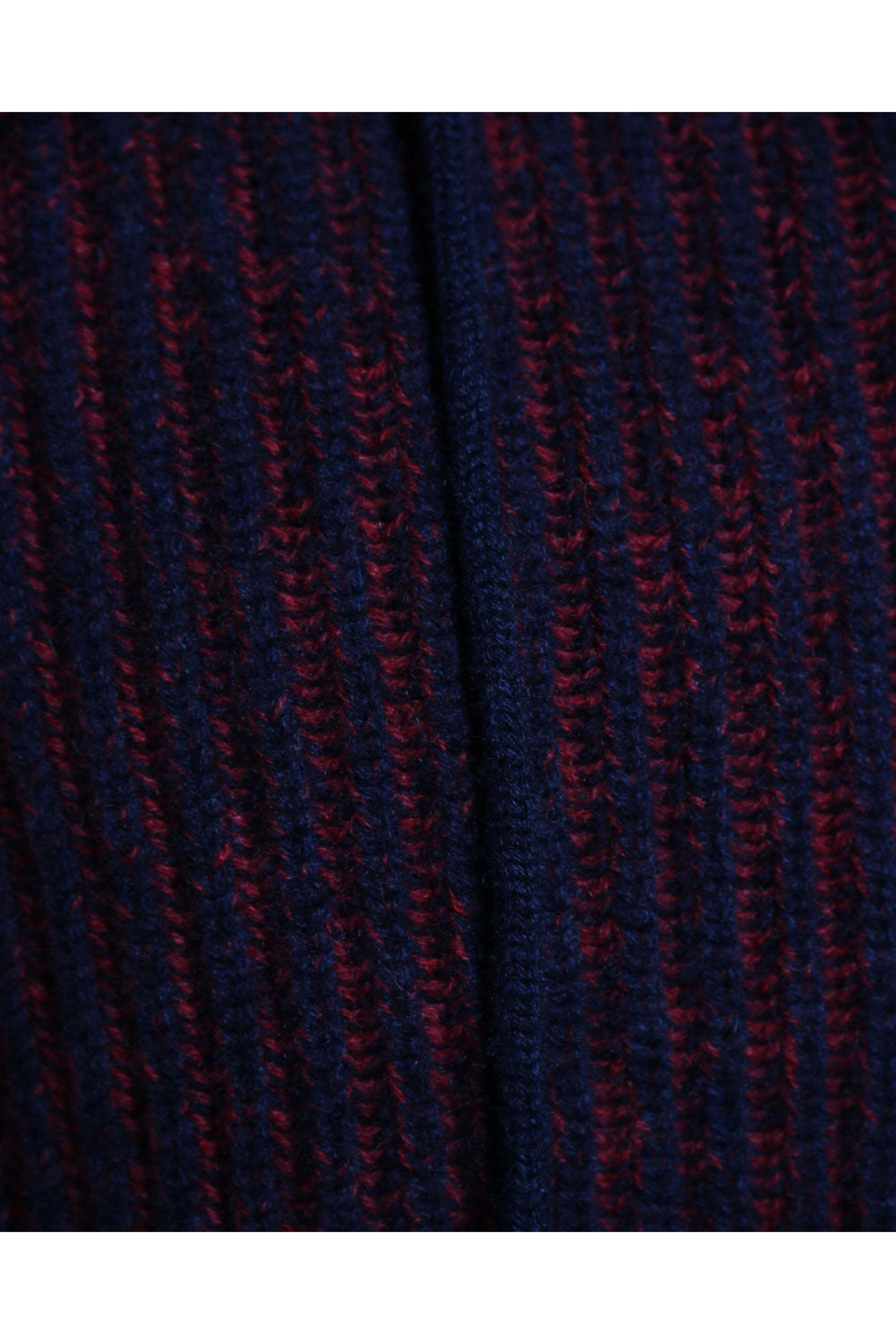 Kiton - Navy and Berry Cashmere Ribbed Full Zip Hoodie