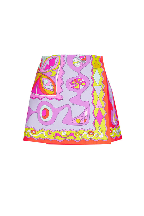 Pucci Pink Multi Angoli Print Silk Mini Skirt - view 1