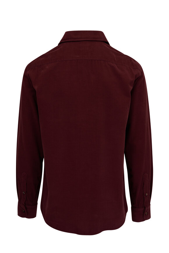 Brunello Cucinelli - Burgundy Thin Corduroy Sport Shirt