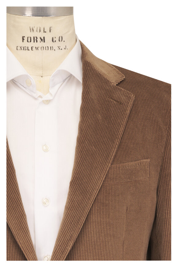 Canali Tan Luxury Solid Corduroy Sportcoat - view 1