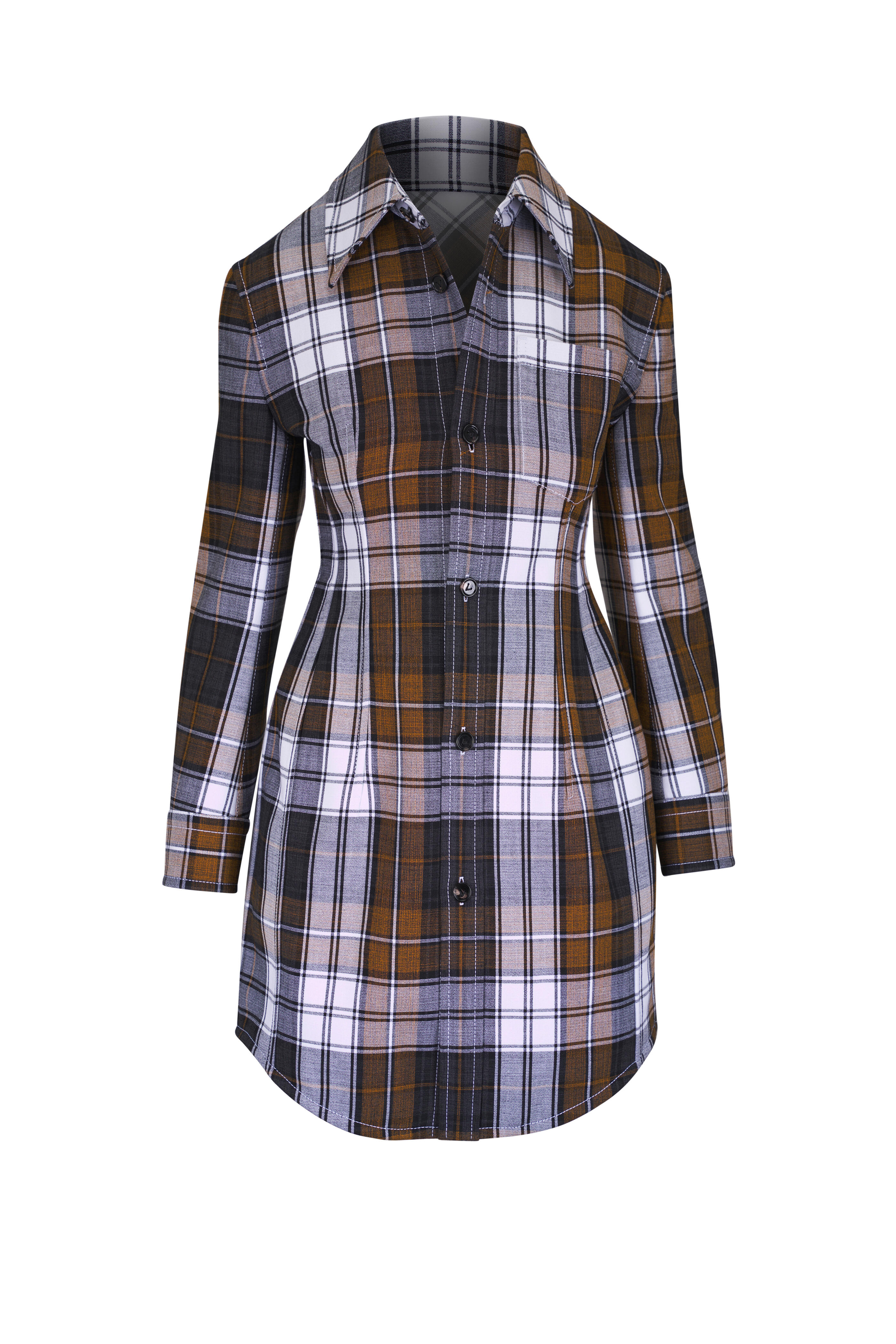 Bottega Veneta - Multicolor Plaid Structured Coat