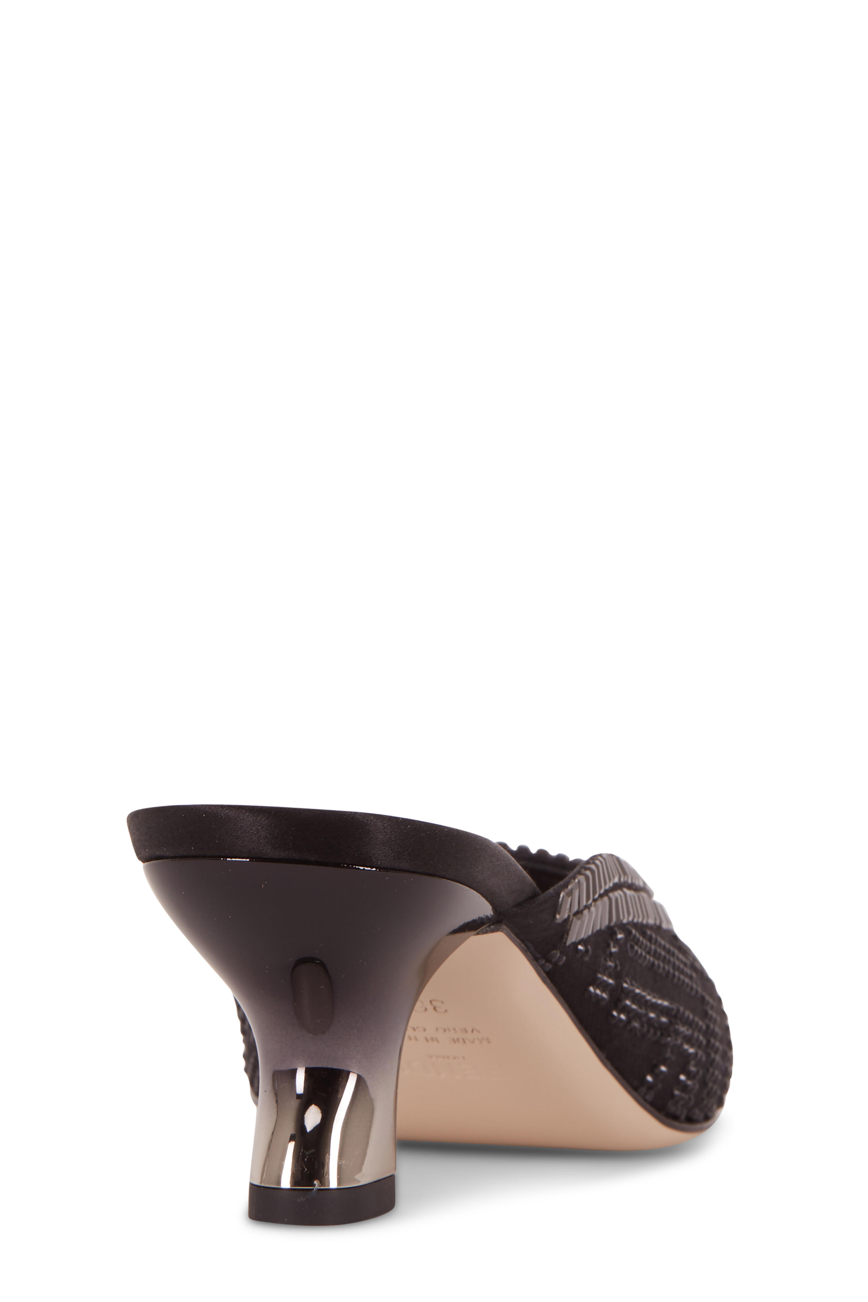 Fendi - Colibrì Sabot Black Mesh Embellished Mule, 55mm