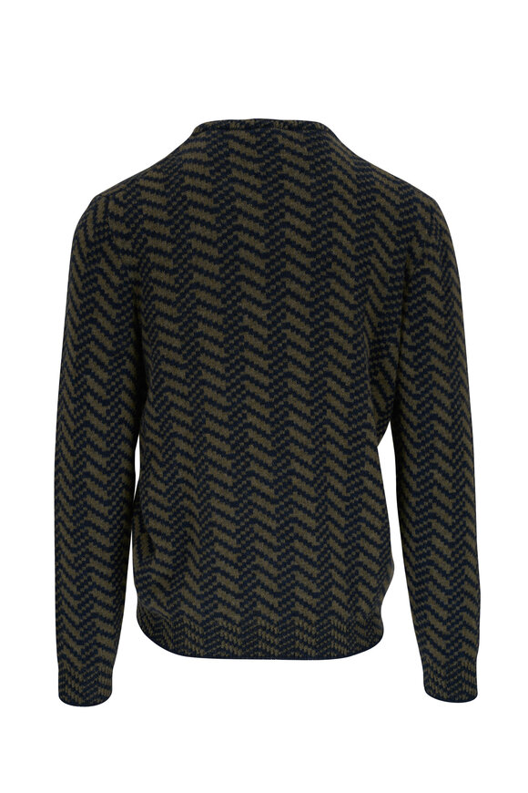 Kiton - Olive & Navy Pattern Cashmere Sweater