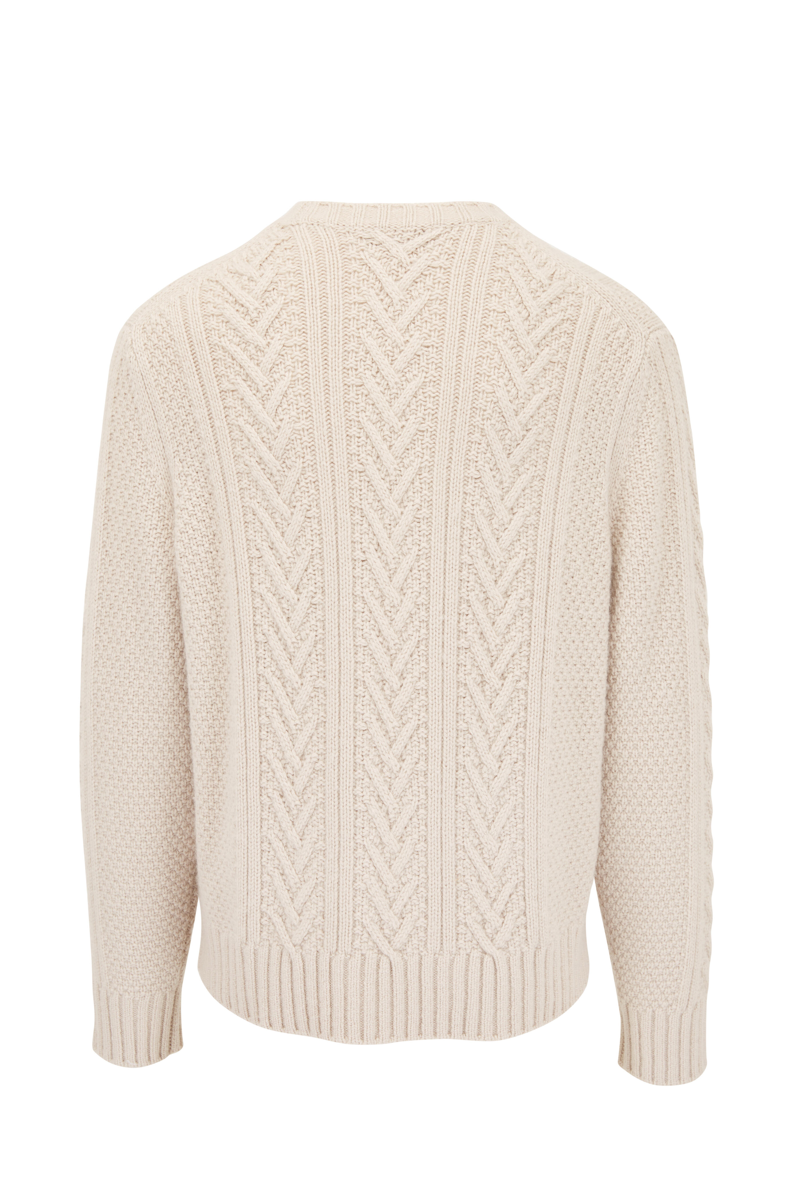 Vince - Dove Oat Basket Stitch Crewneck Pullover