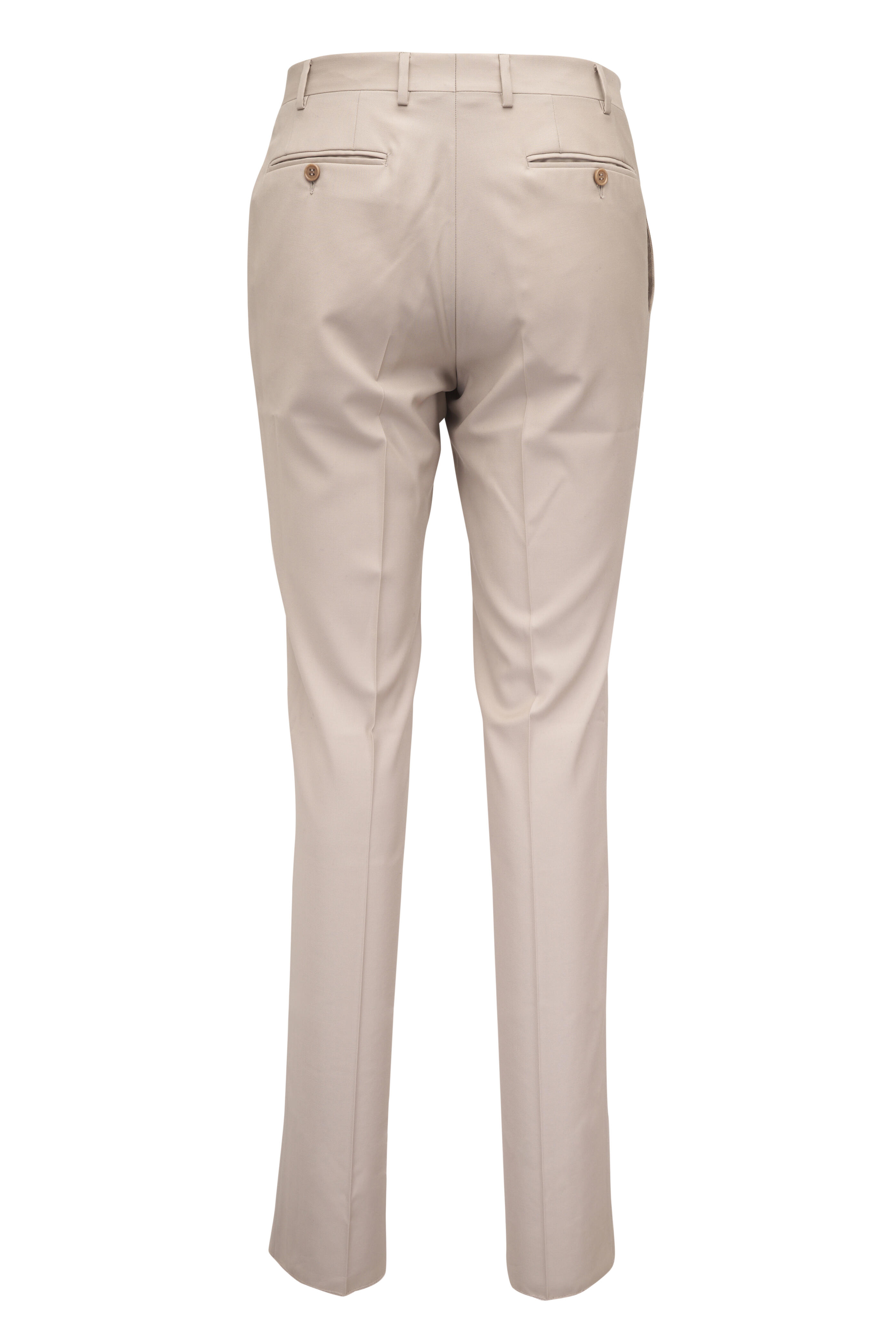 Canali - Tan Solid Wool Dress Pant