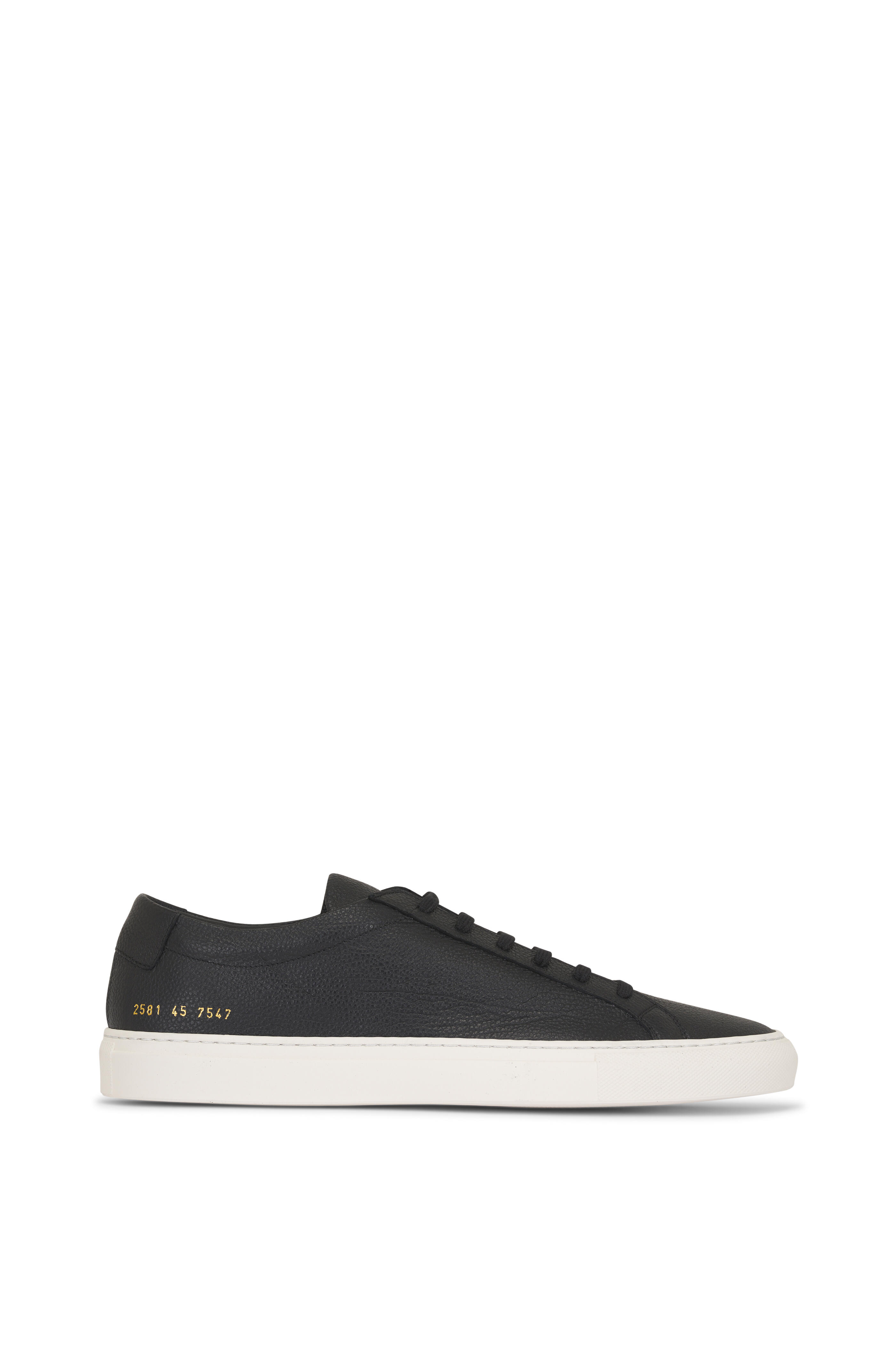 Common Projects - Achilles Premium Black Grained Leather Sneaker