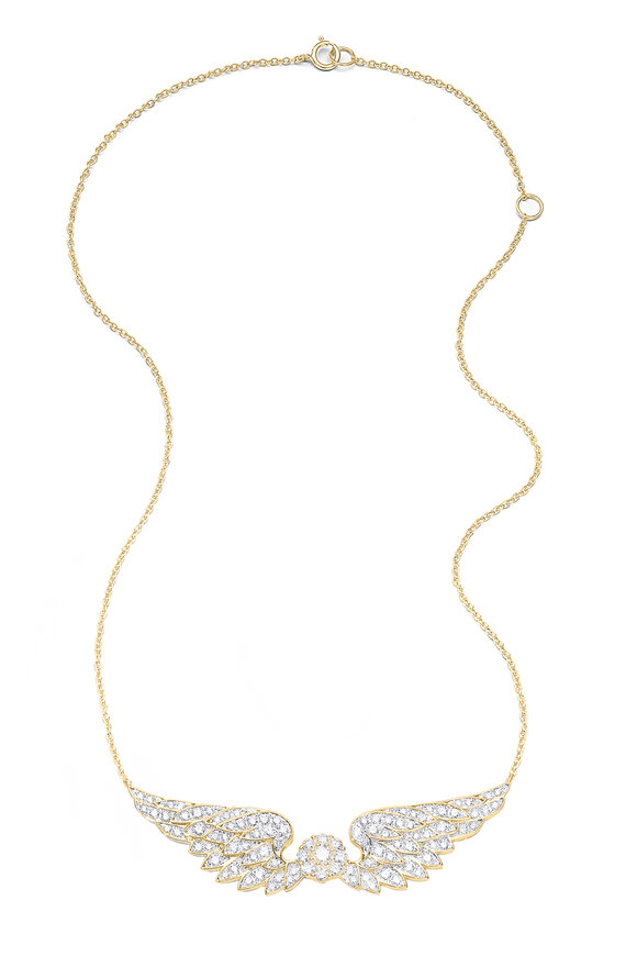 Nam Cho 18k Yellow Gold Diamond Angel Wing Necklace - view 1