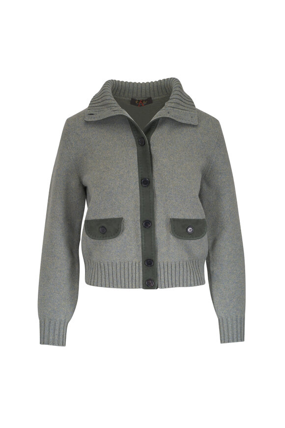 トップス Loro Piana Cotton Knit Blouson Cardigan Loro Piana - Sea Blue Silk & Cotton Cardigan | Mitchell Stores