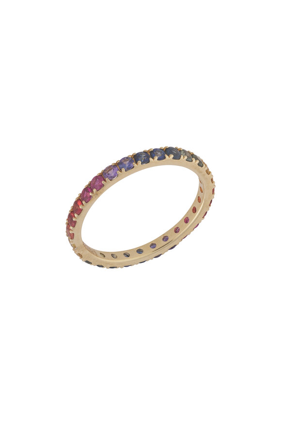 Cairo Yellow Gold Rainbow Sapphire Eternity Band