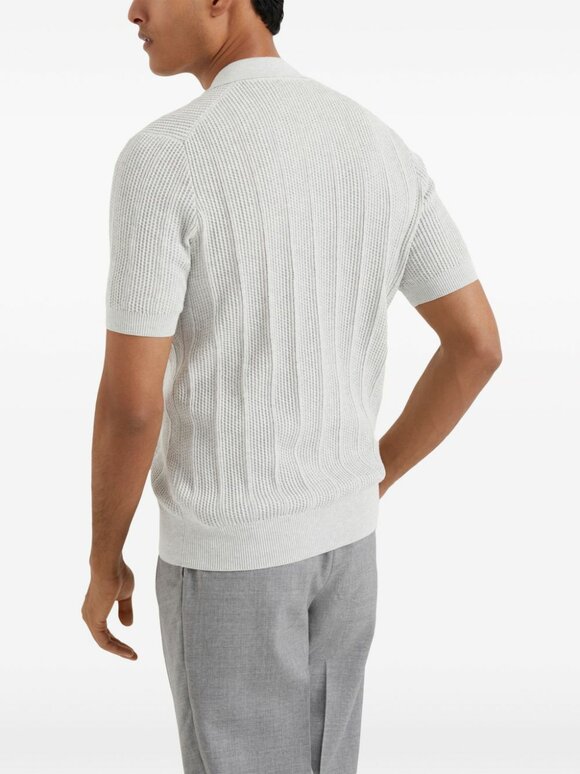 Brunello Cucinelli - Light Gray Knit Cotton Polo