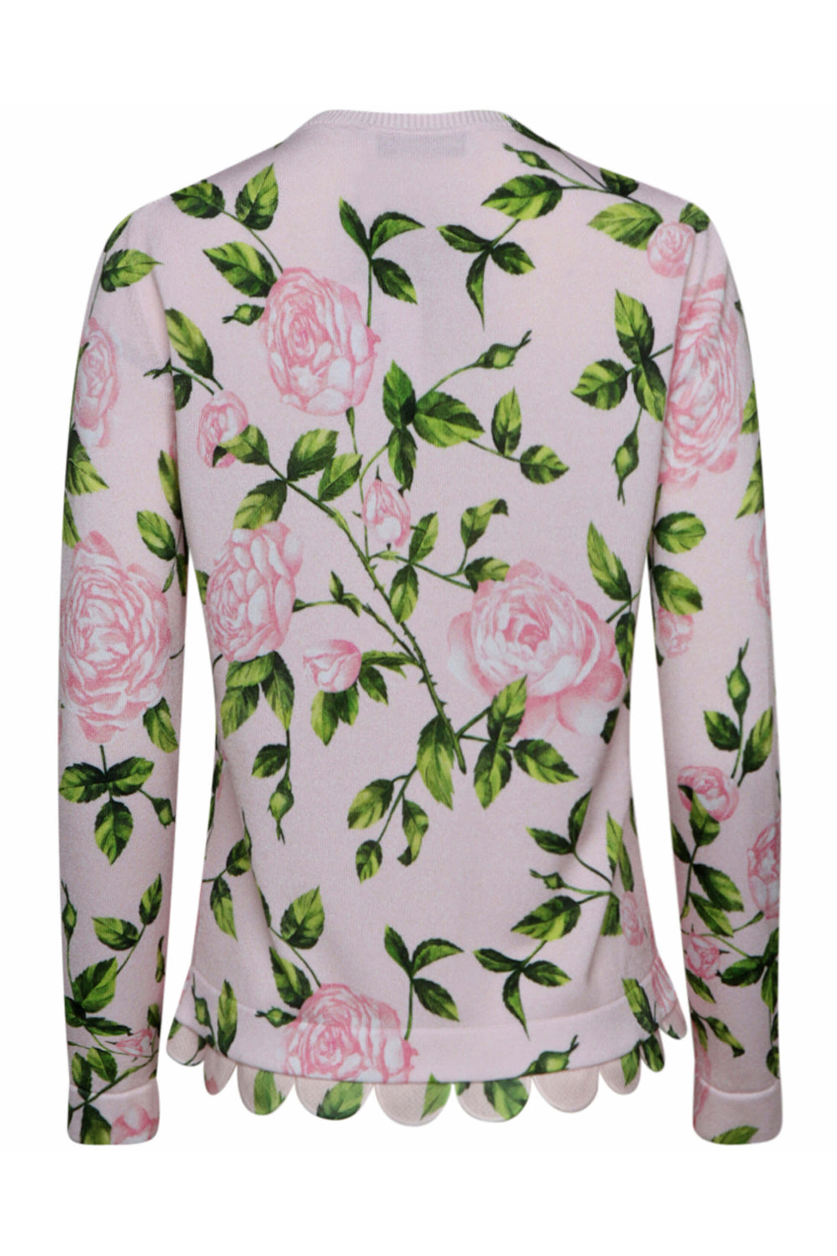 Oscar de la Renta - Blush Pink English Rose Jacquard Cardigan