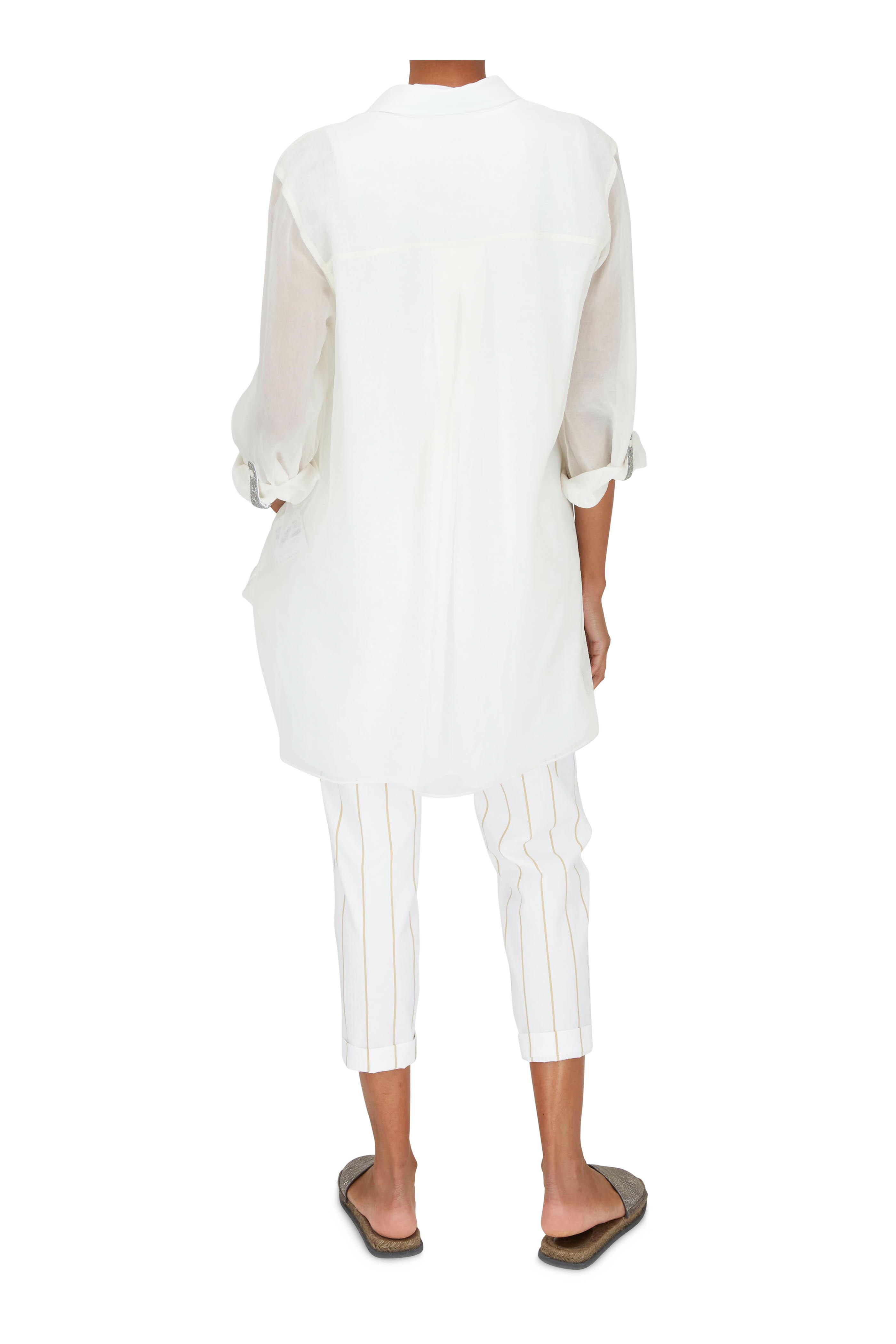 Brunello Cucinelli - Vanilla Organza Double Layer Long Blouse