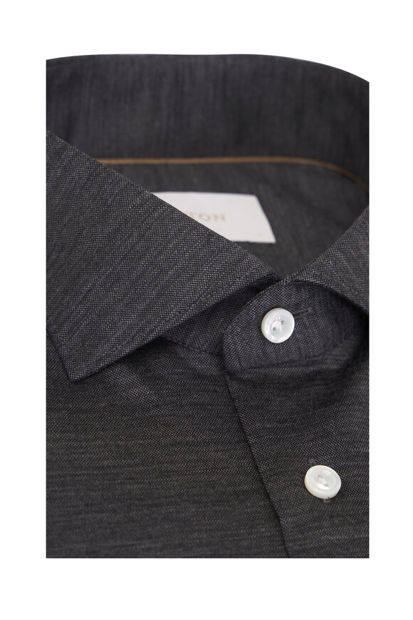 Eton Dark Gray Wool Dress Shirt - view 3