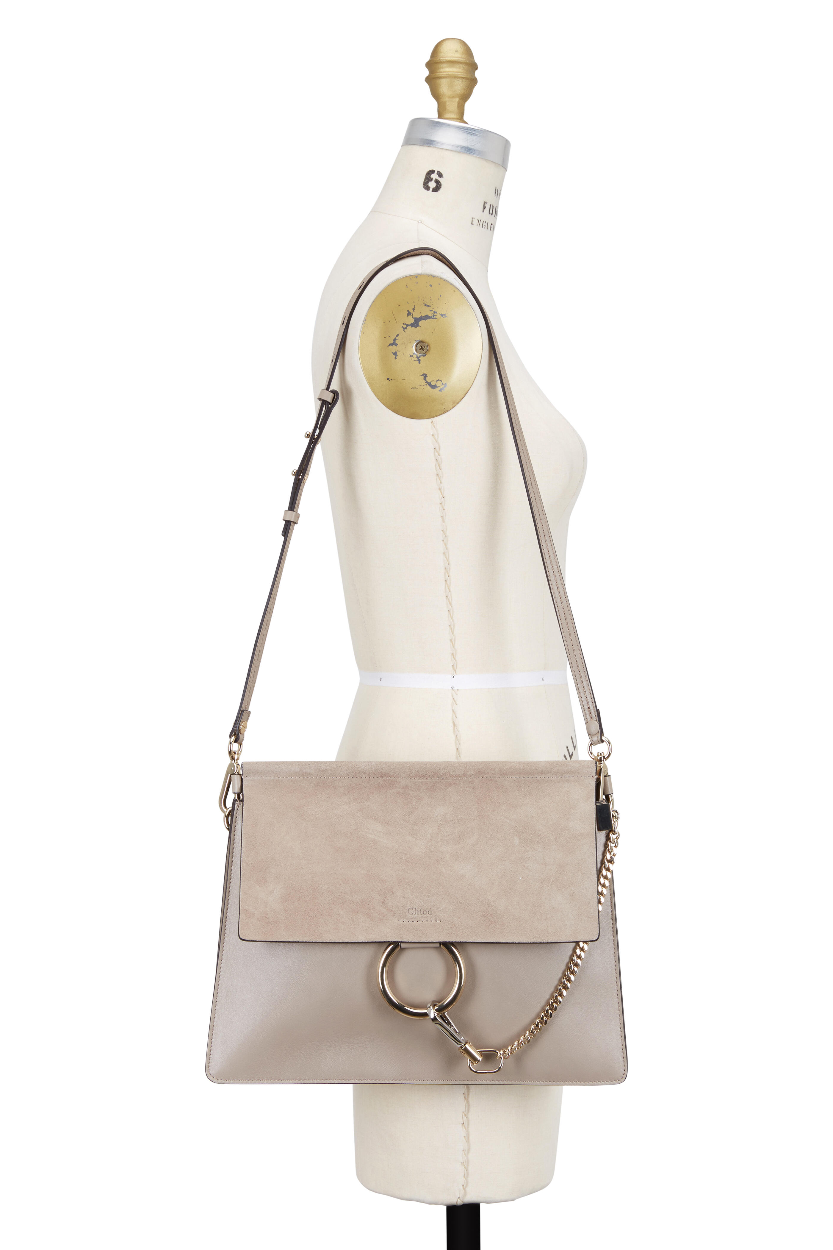 Chloé - Faye Gray Leather & Suede Medium Shoulder Bag - view 6