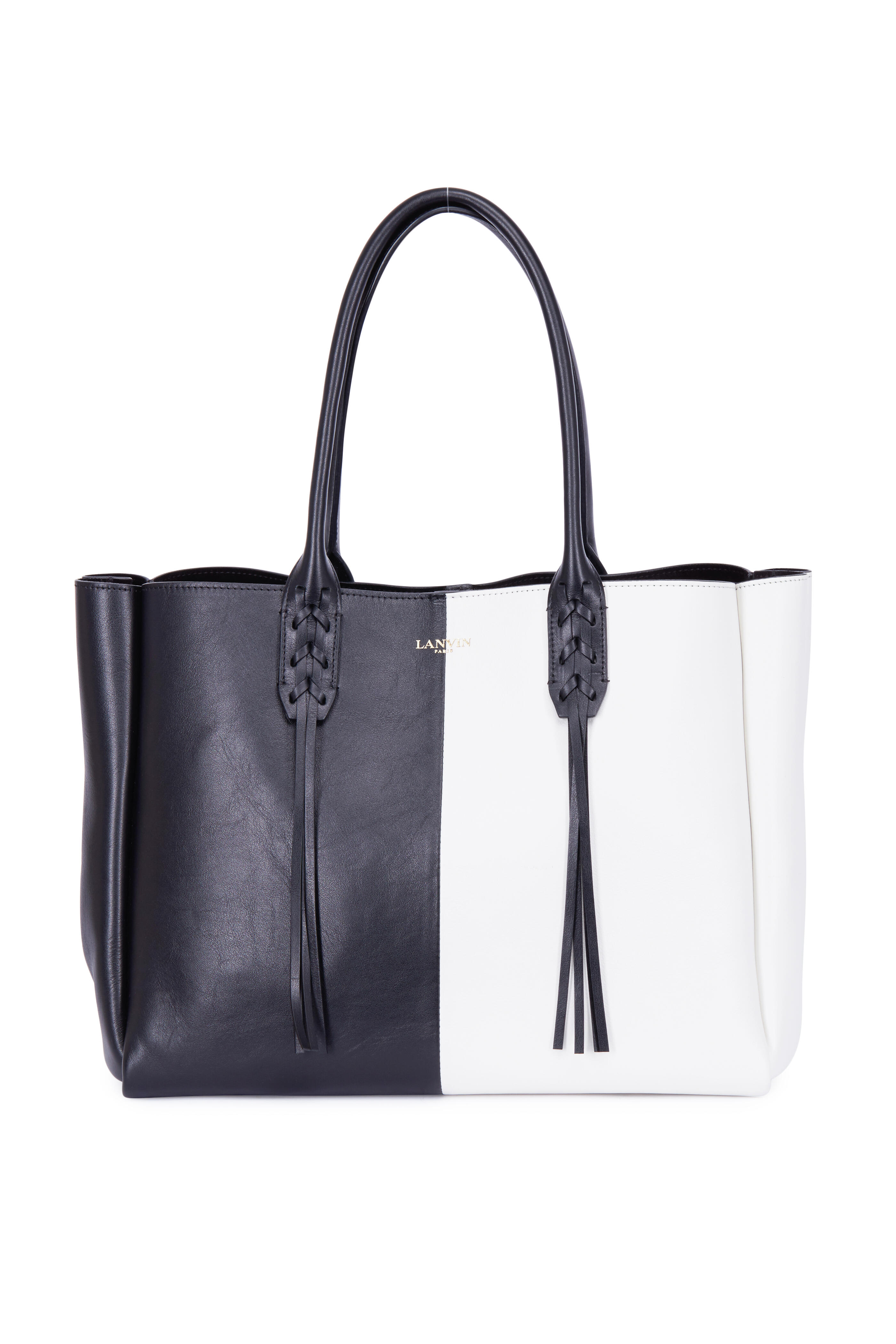 Lanvin - Nela Black & White Bi-Color Fringed Medium Tote