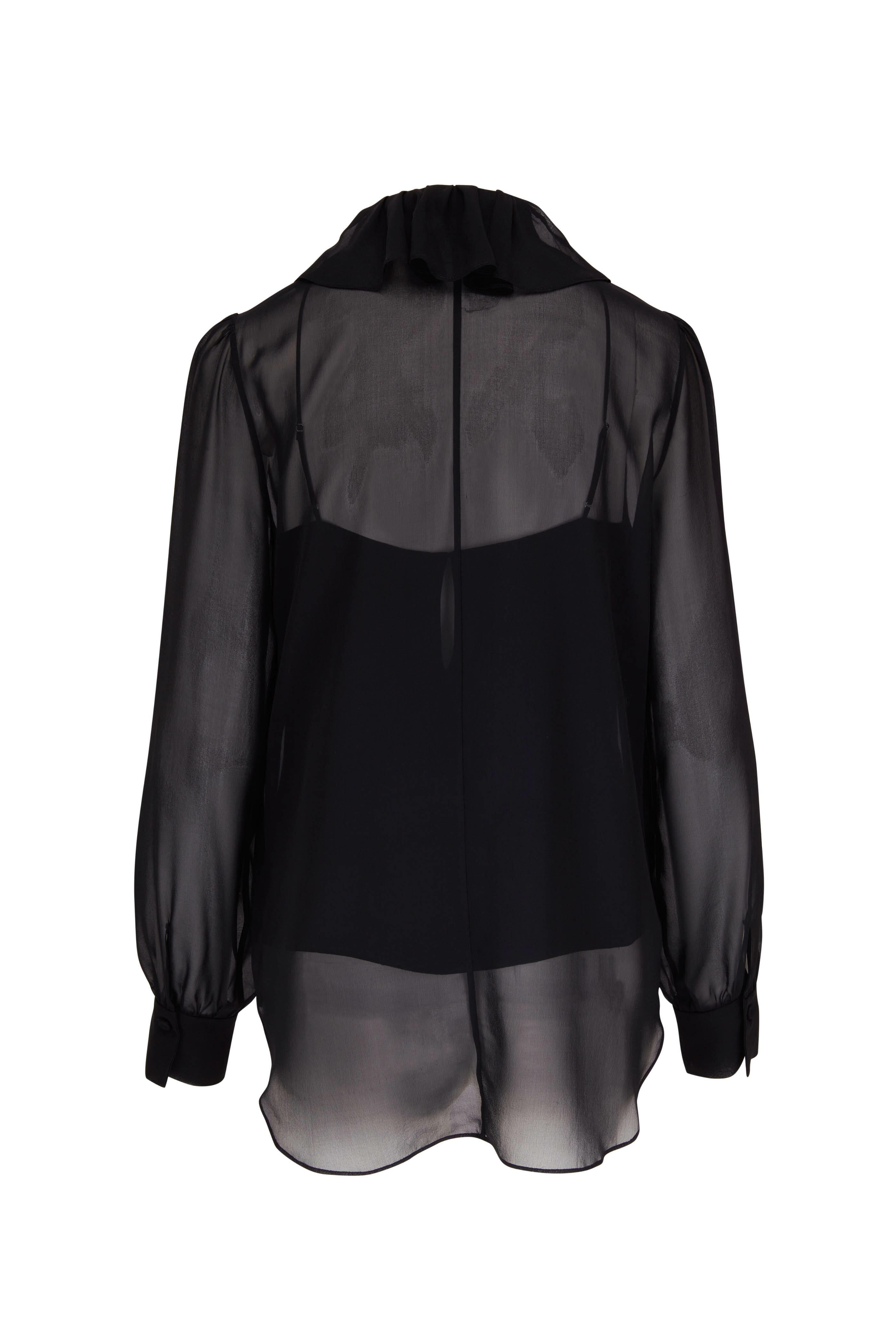 Adam Lippes - Black Chiffon Ruffle Blouse