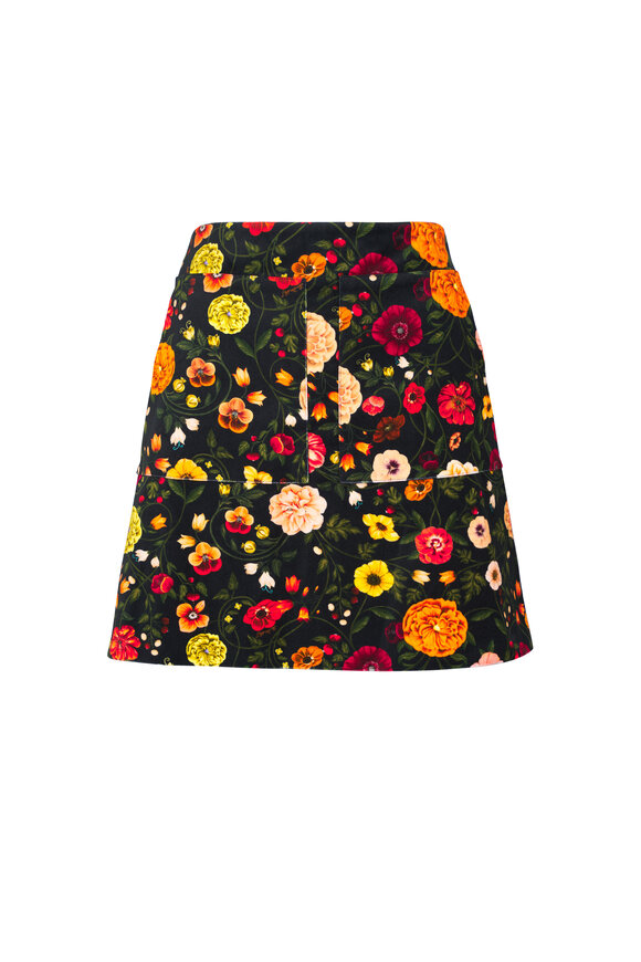 La Double J - Short Botticelli Black Cotton Velvet Skirt