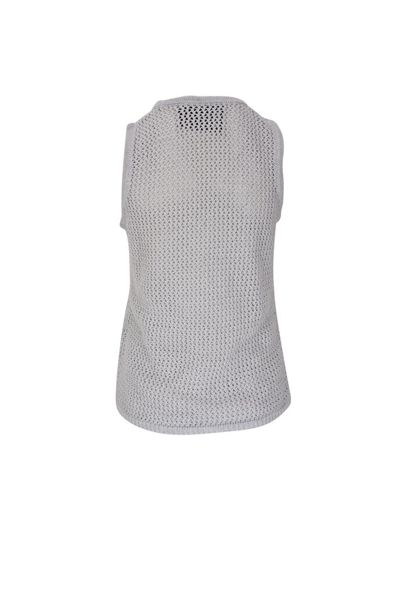 Kiton - Gray Cotton Crochet Tank Top 