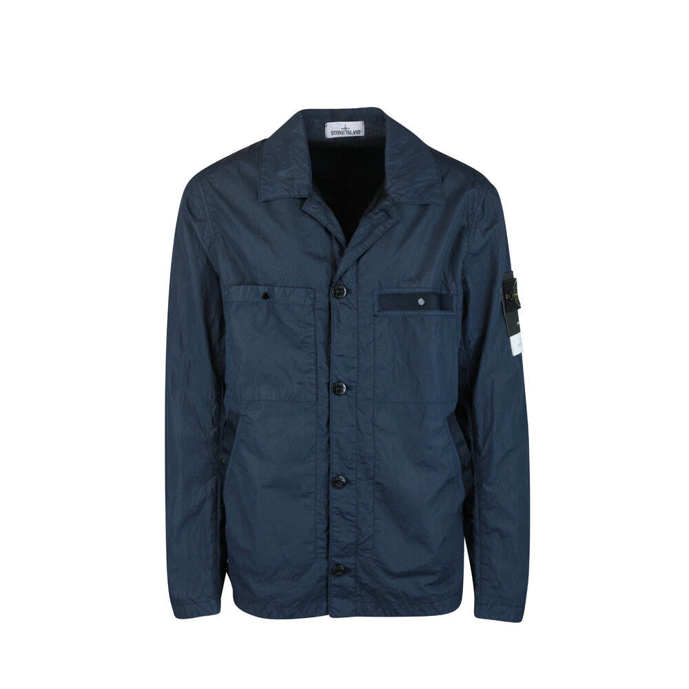 Stone Island - Seersucker Marine Blue Nylon Jacket Stone Island - Seersucker Marine Blue Nylon Jacket
