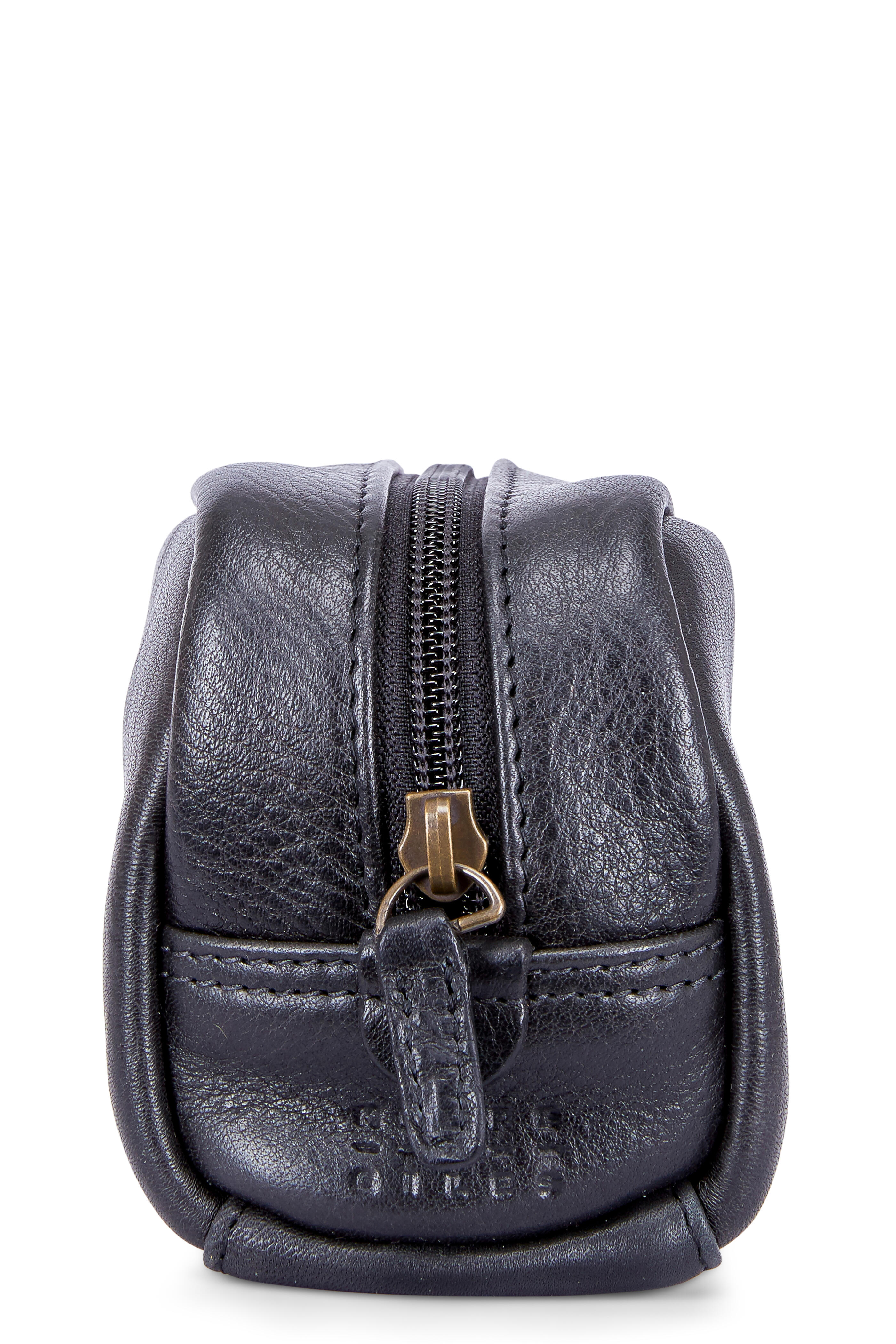 Moore & Giles Gunmetal Leather Mini Dopp Kit