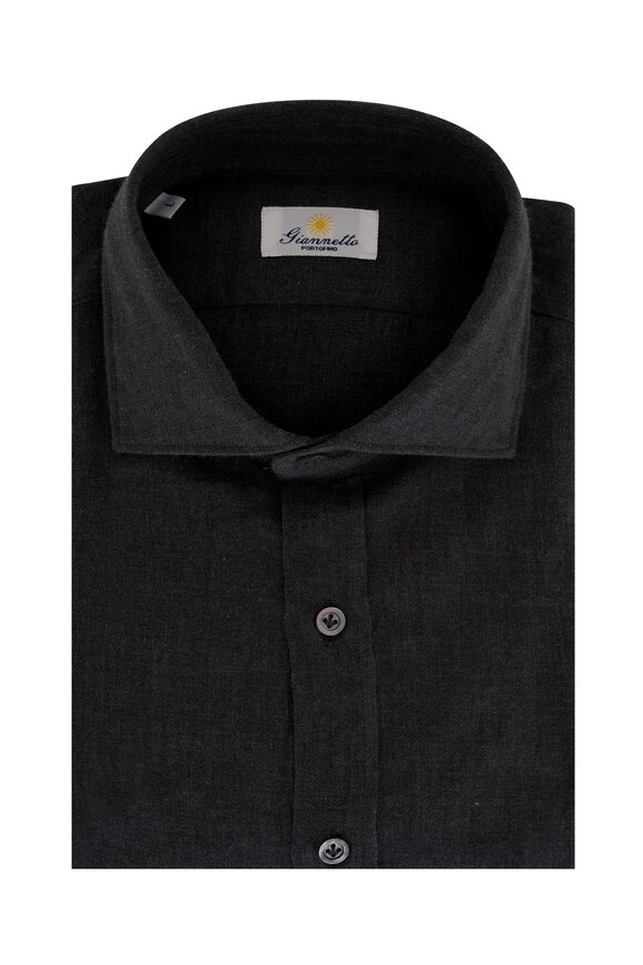Giannetto - Gray & Navy Chambray Cotton & Cashmere Sport Shirt