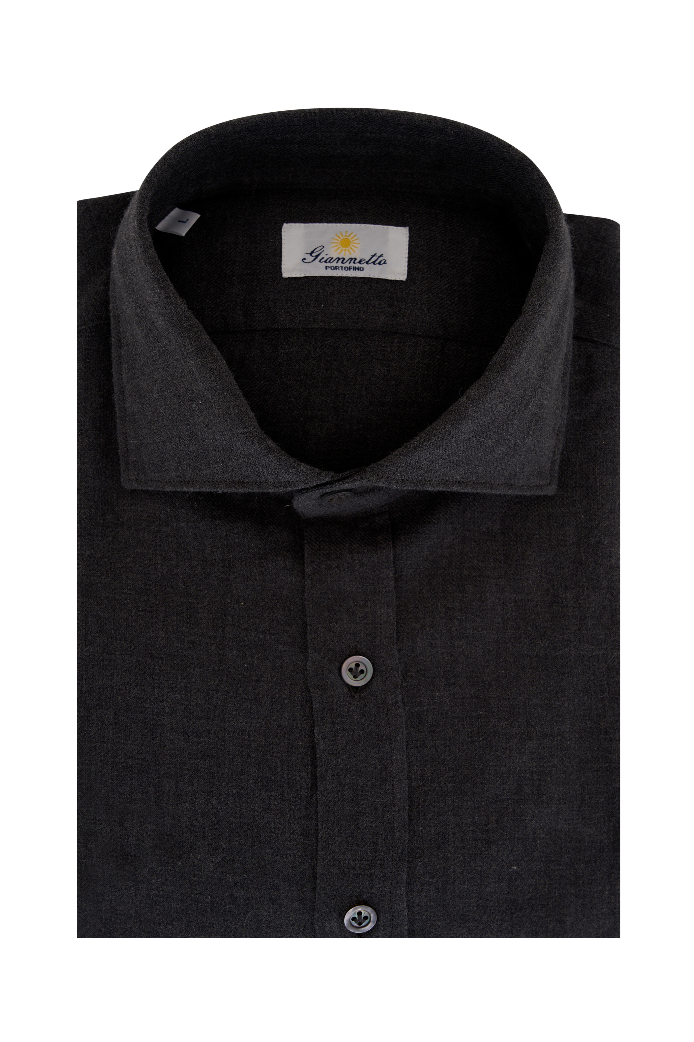 Giannetto - Solid Charcoal Cotton Flannel Sport Shirt