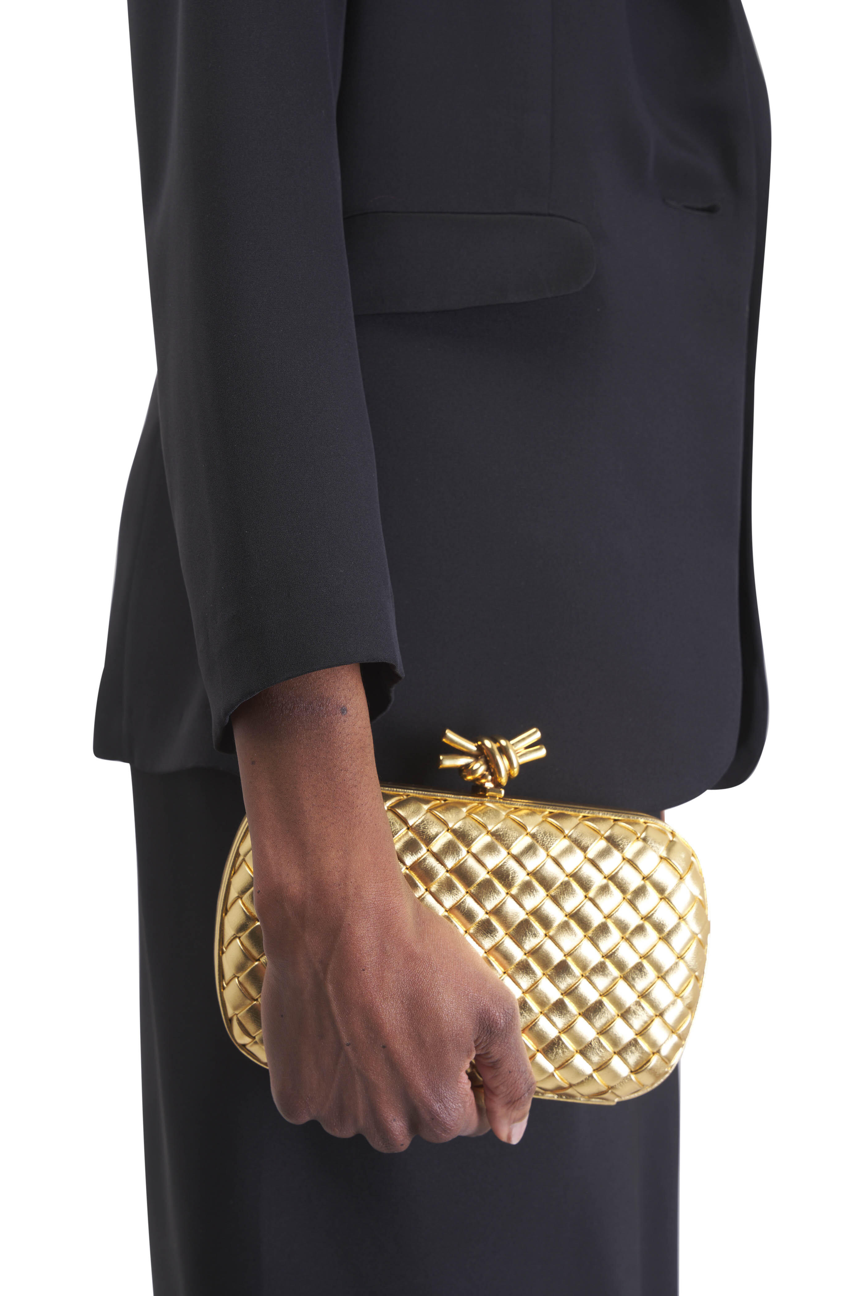 Bottega Veneta - Minaudière Gold Knot Intreccio Leather Clutch
