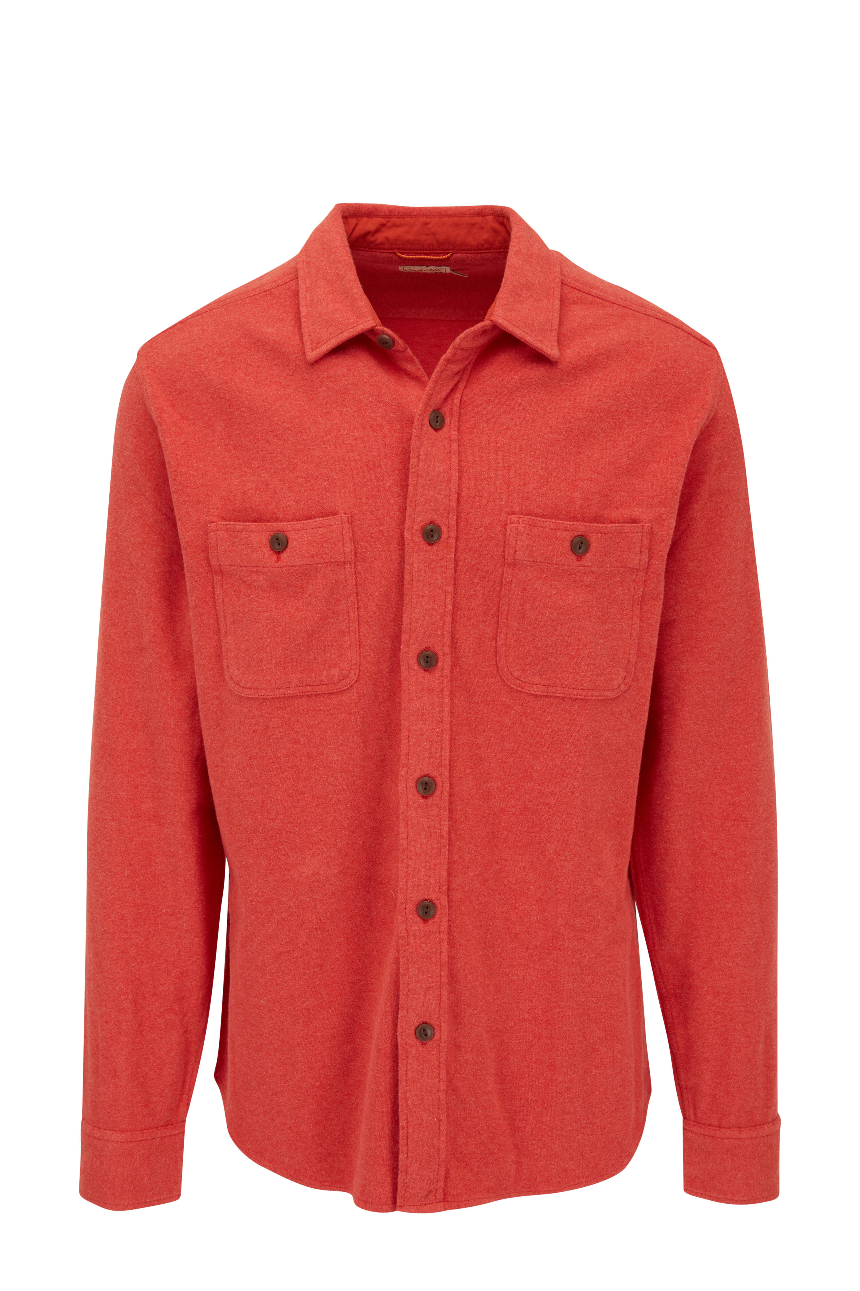 Faherty Brand - Alpine Bright Rust Heather Knit Sport Shirt