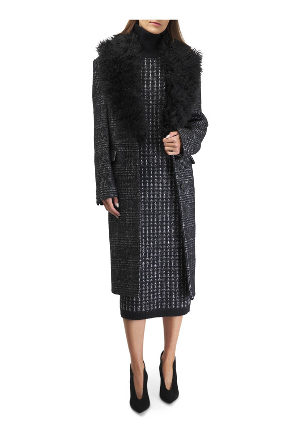 Michael Kors Collection - Chesterfield Removable Collar Long Tweed Coat