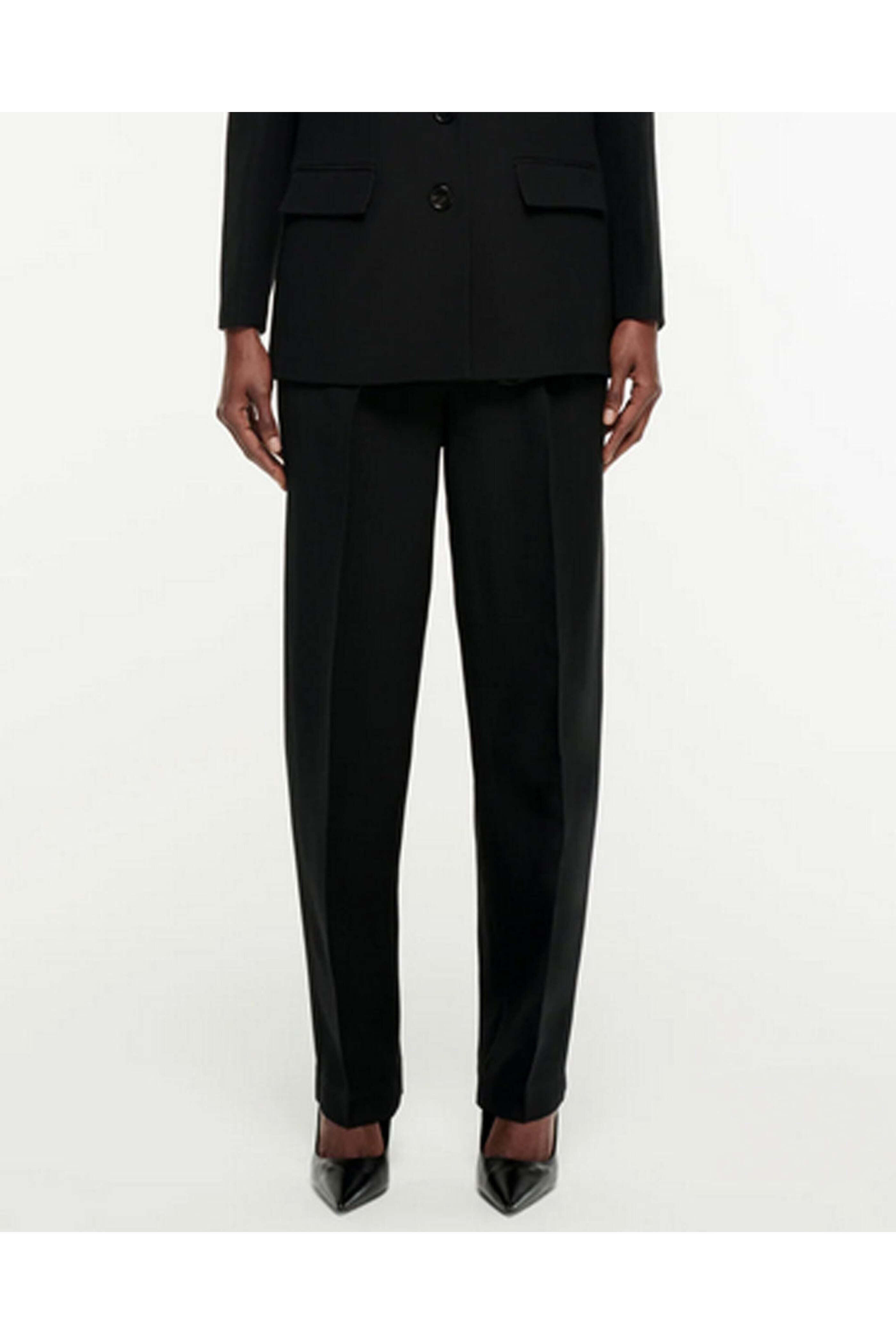 Roland Mouret - Black Silk Wool Straight Trouser