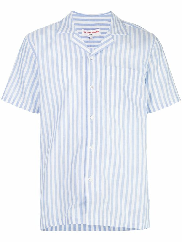 Orlebar Brown Thunderball Blue & White Striped Shirt