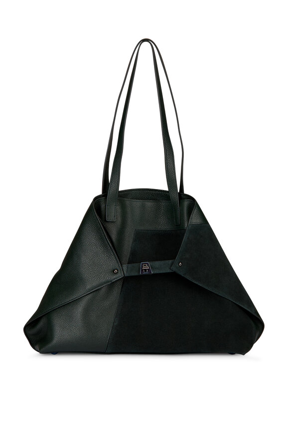 Akris Medium AI Gallus Green Leather Shoulder Tote - view 1