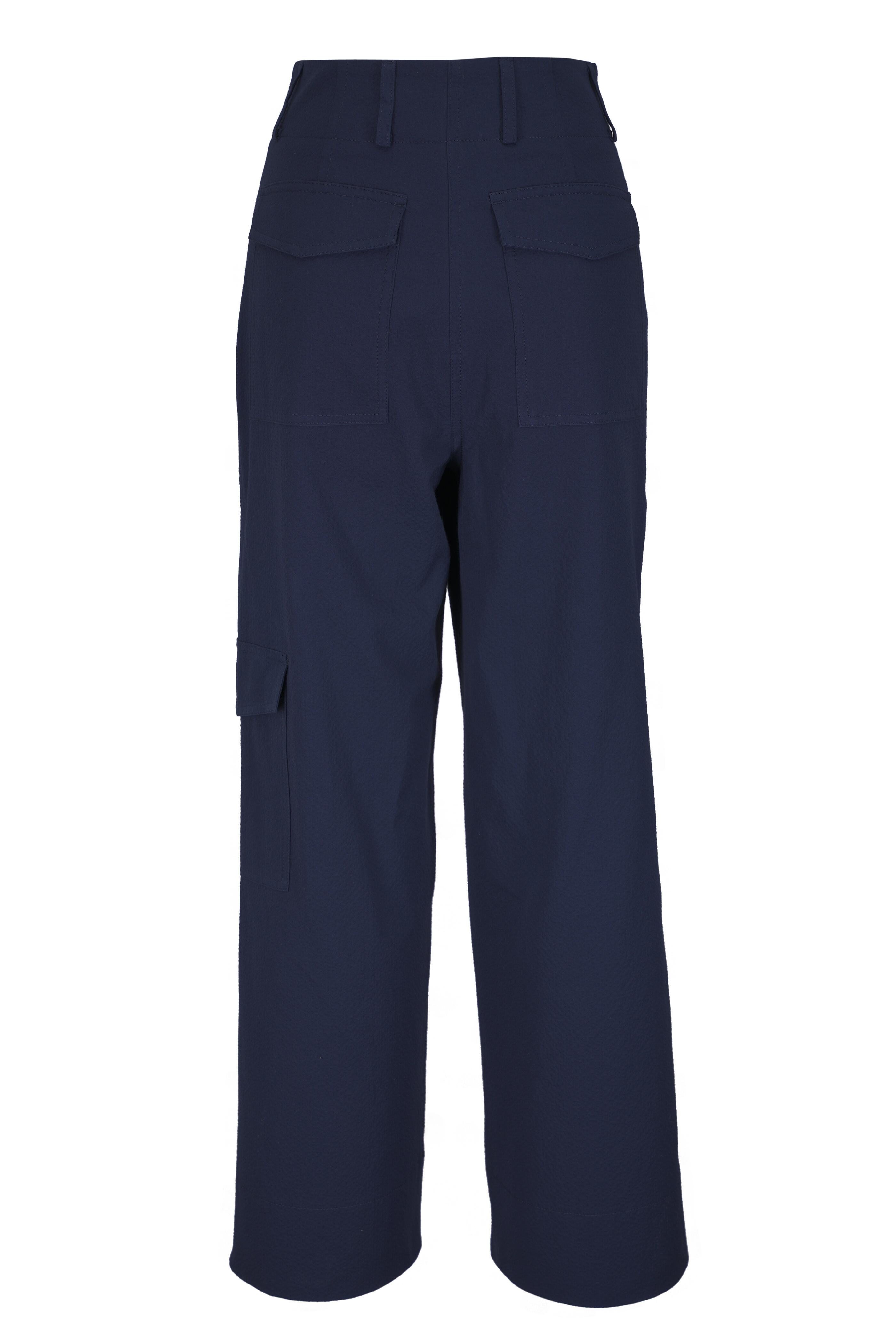 Akris Punto - Cliff Seersucker Dark Blue Crop Cargo Pants