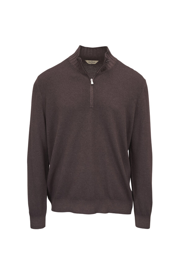 Gran Sasso Brown Vintage Wool & Cashmere Quarter-Zip Pullover