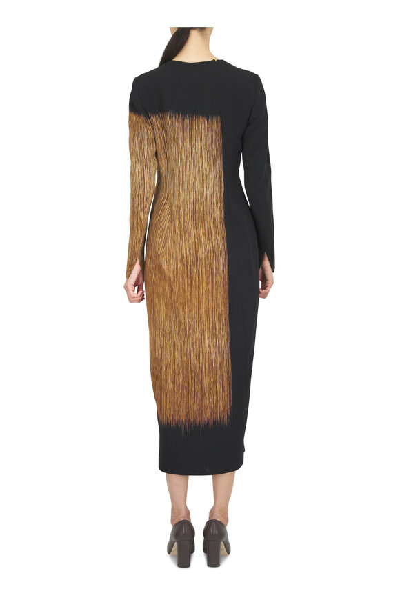 Akris Black Multi Wool Midi Sheath Dress - view 4