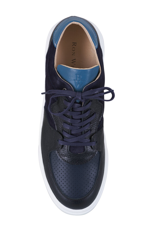 Ron White - Macklan Midnight Leather & Suede Low-Top Sneaker