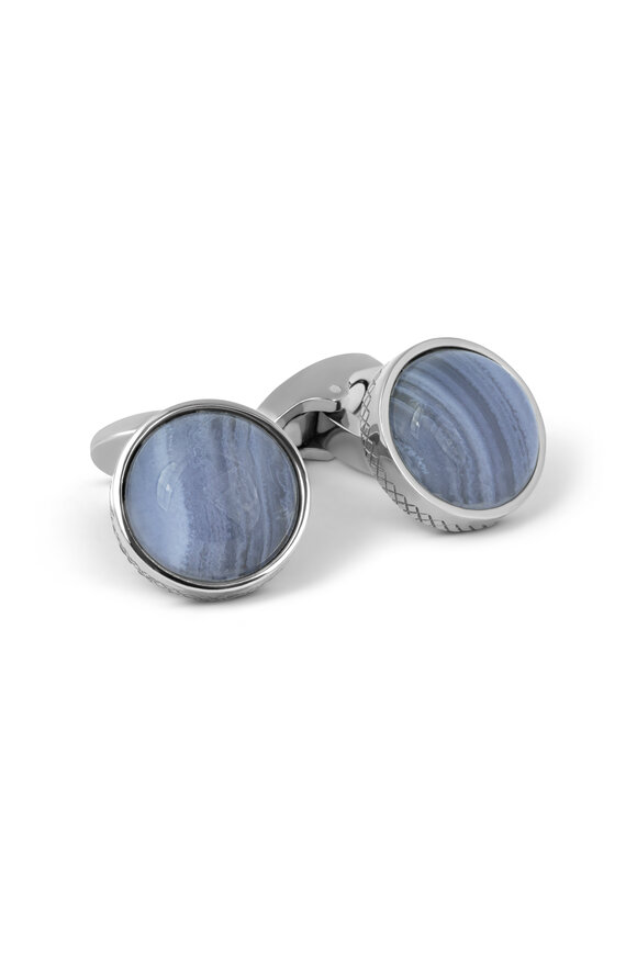 Tateossian Blue Lace Agate Titanium Cufflinks