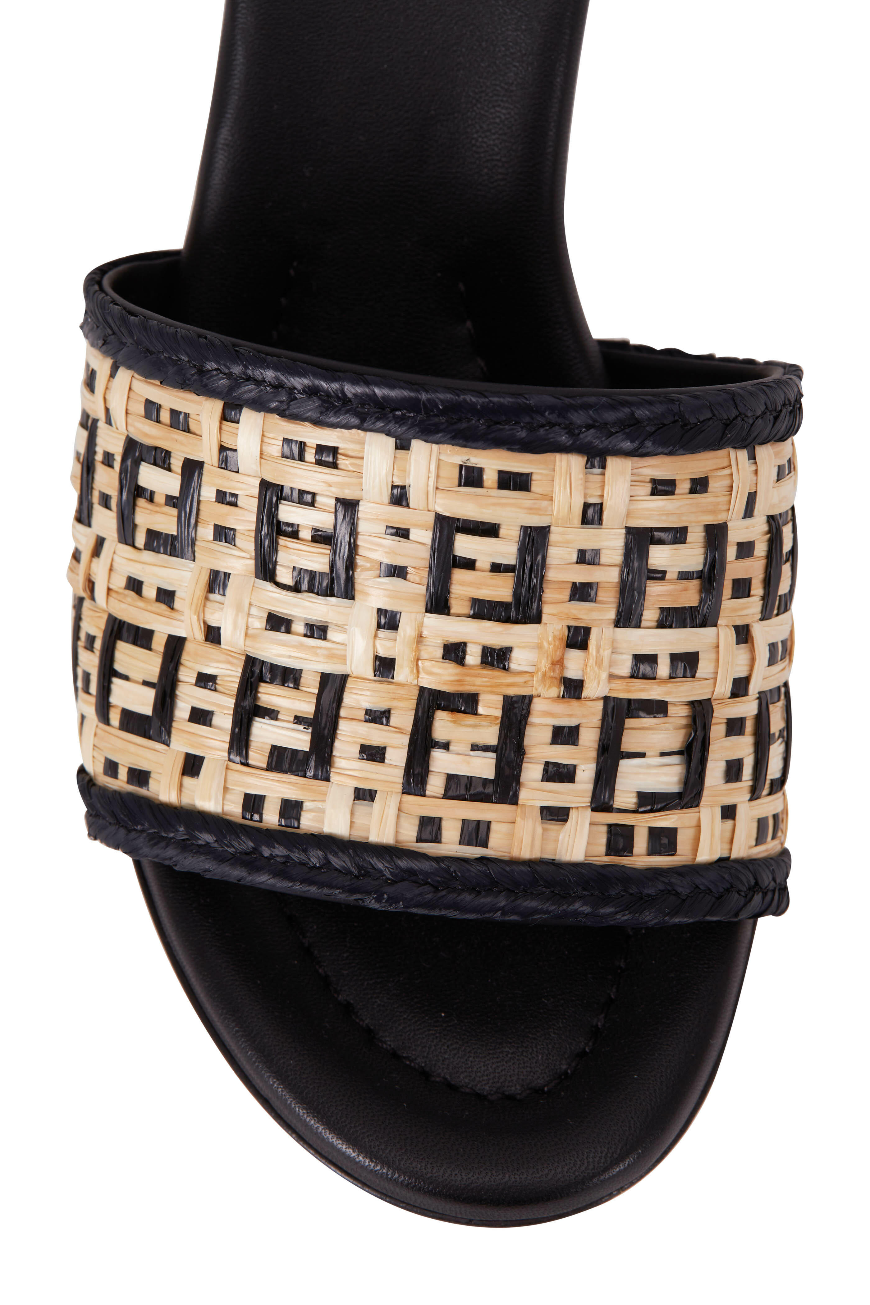 Fendi - Natural & Black Interlace Slide, 65mm | Mitchell Stores