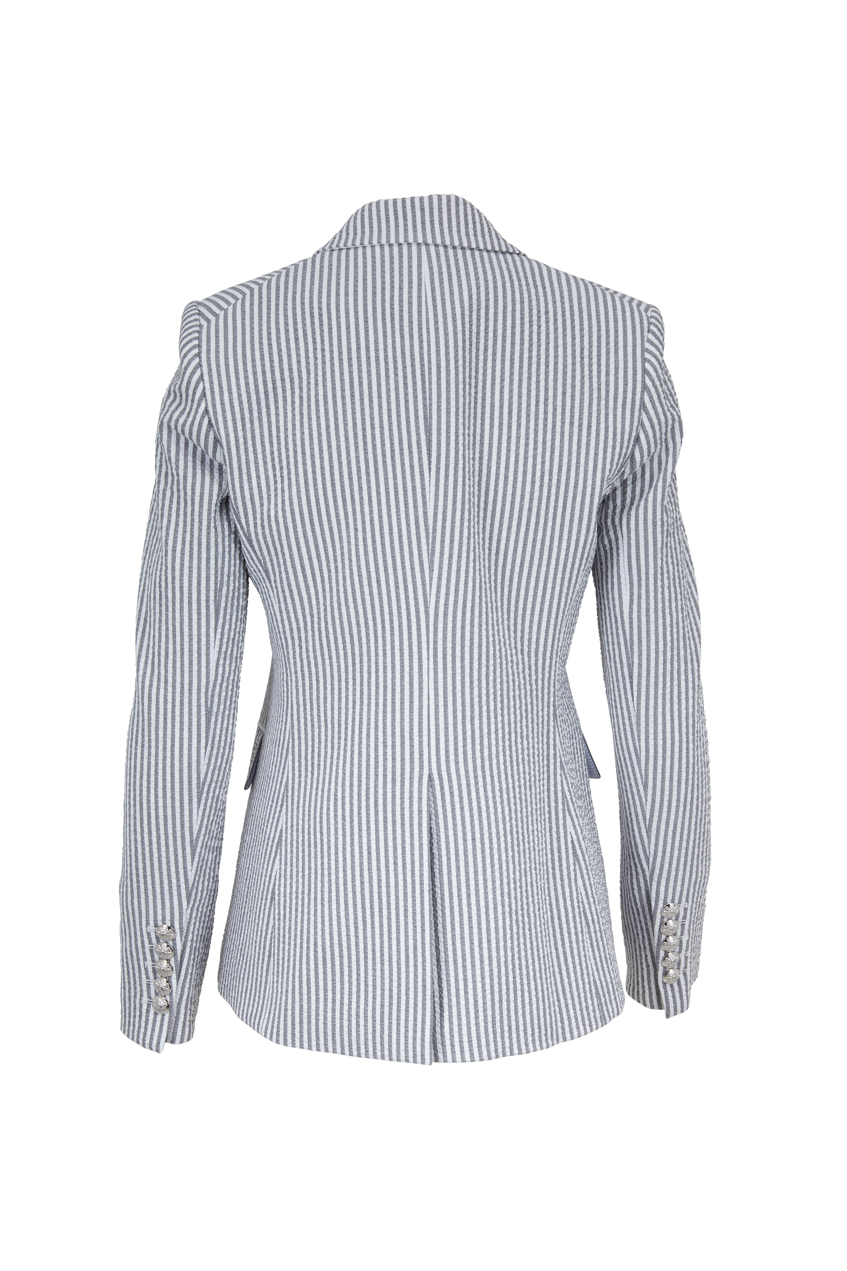 Veronica Beard - Miller Gray & White Striped Double-Breasted Jacket