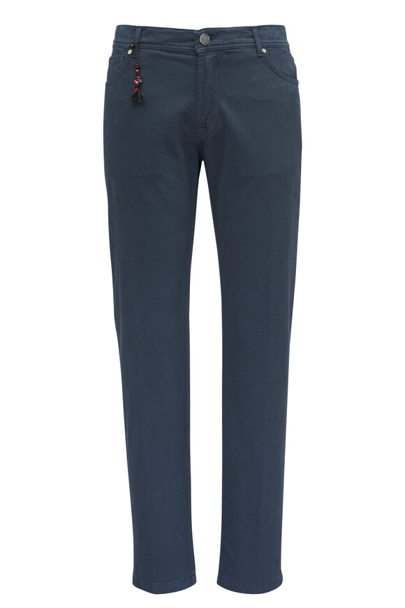 Marco Pescarolo Navy Brush Twill Five Pocket Pant