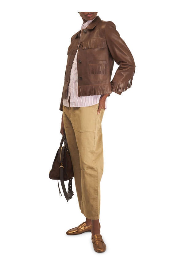 Nili Lotan Shon French Khaki Herringbone Pant - view 2