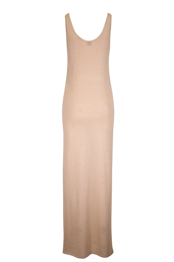 Saint Laurent - Light Gold Long Tank Lurex Mesh Maxi Dress