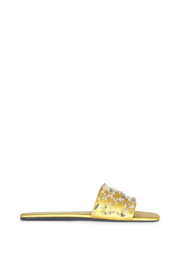 Miu Miu Yellow Crystal Slide Sandal - view 4
