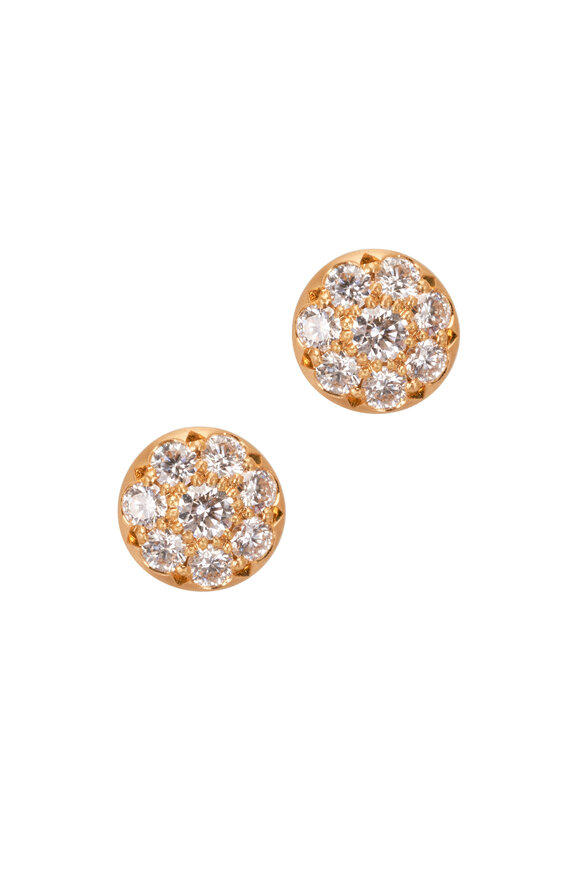 Caroline Ellen 20K Diamond Disc Stud Earrings