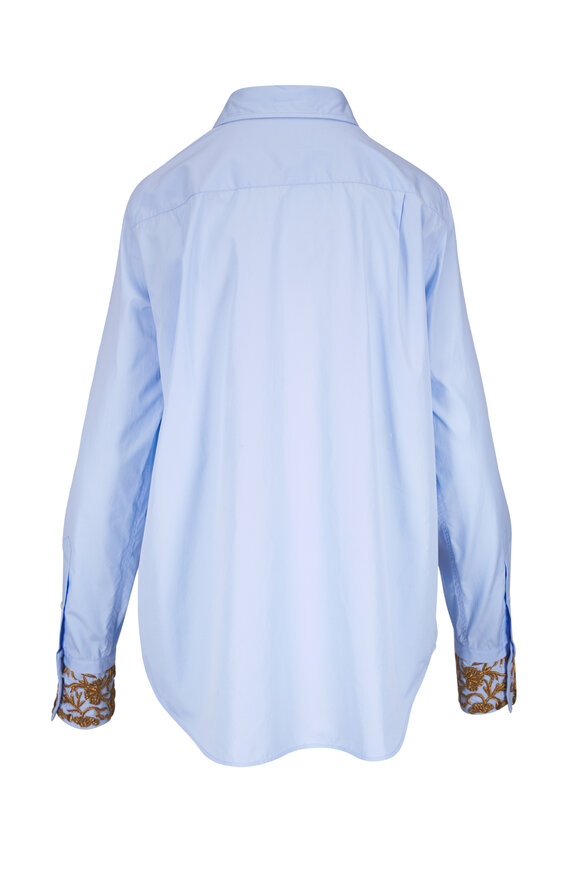 Dries Van Noten Oxford Blue Embellished Blouse - view 3
