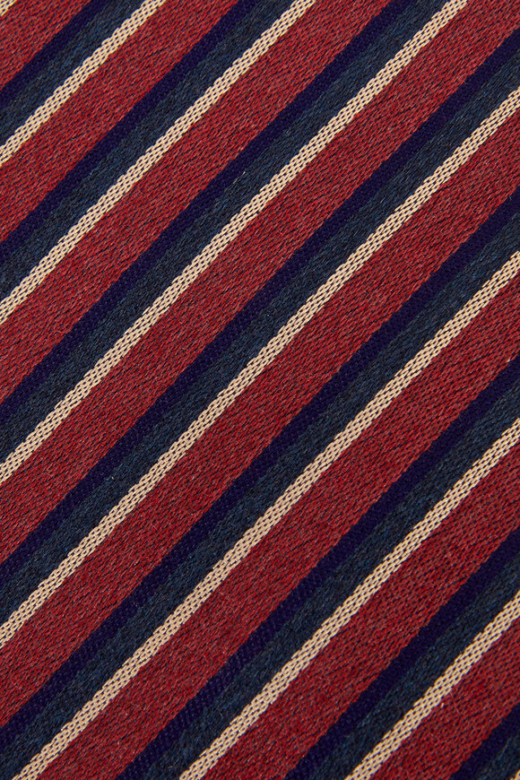 Charvet - Rust & Navy Diagonal Stripe Necktie