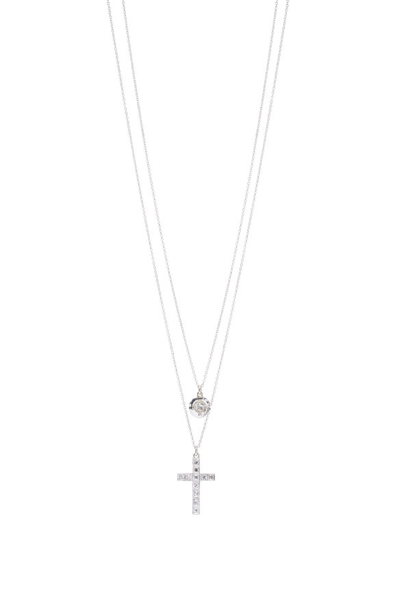 Renee Lewis Diamond Cross & Circle Two Chain Necklace - view 1
