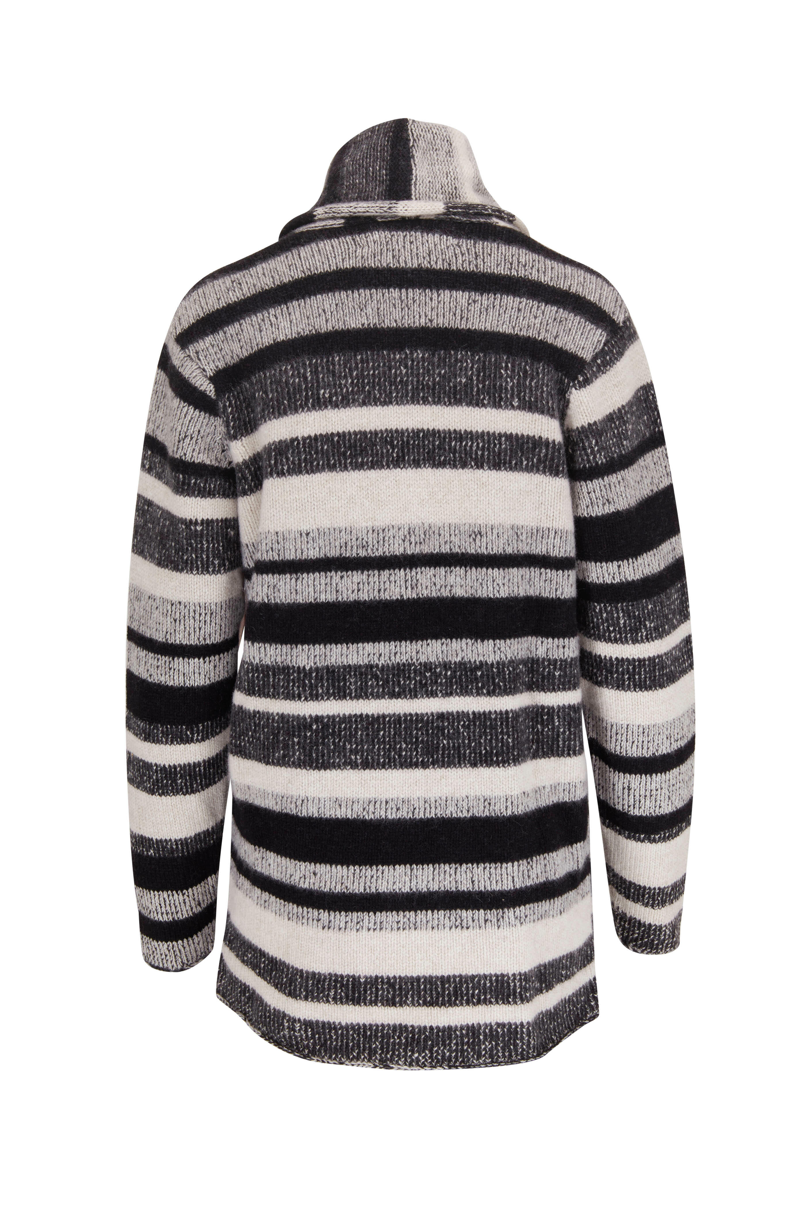 The Elder Statesman - Black & White Stripe Cashmere Smoking Jacket