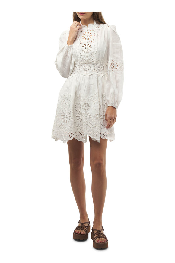 Zimmermann - Acacia Broderie Ivory Mini Dress