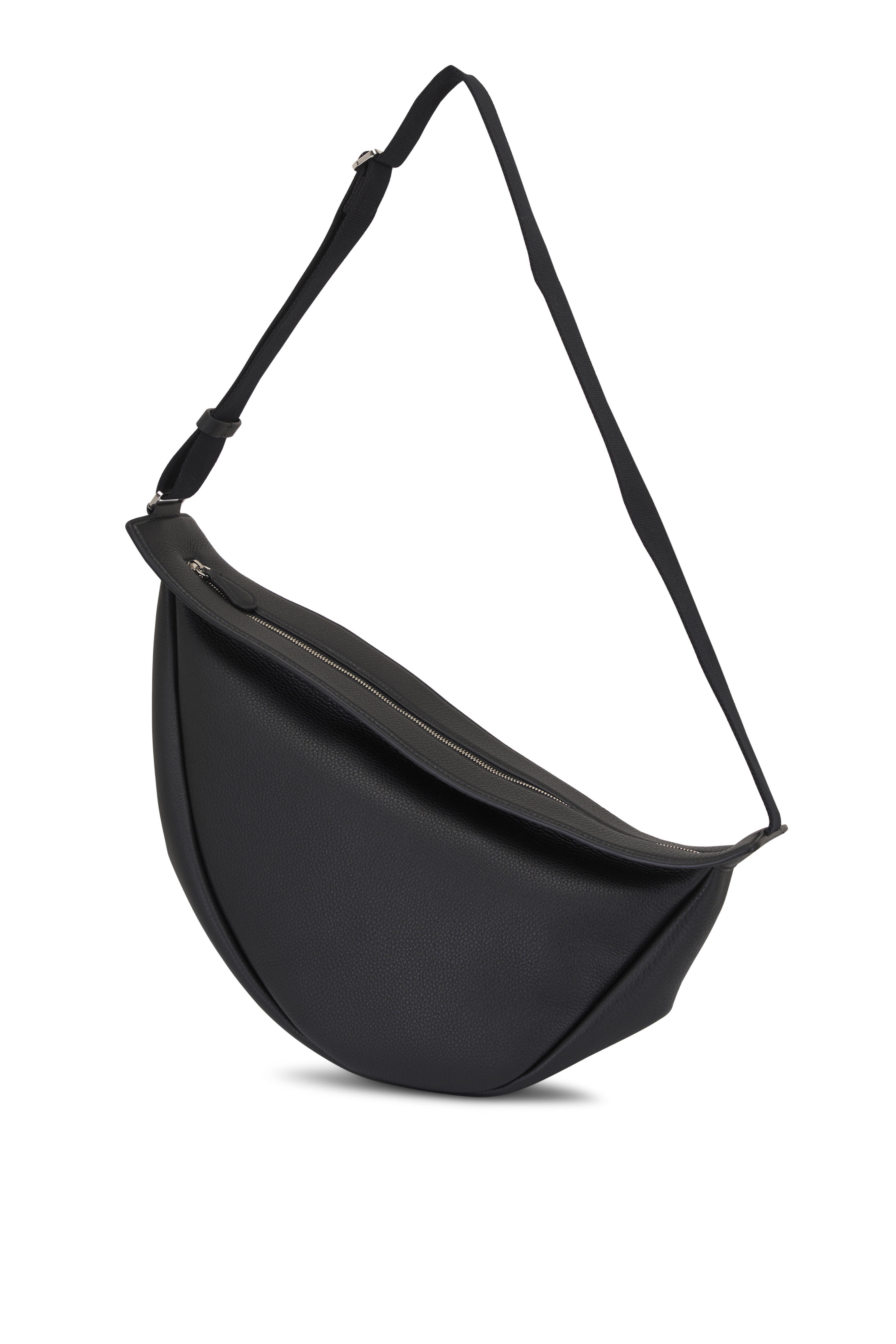 The Row - Large Banana Black Leather Crossbody Bag